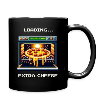 Loading... Extra Käse | Pizza Gaming Humor - Tasse einfarbig - Schwarz - Rechts