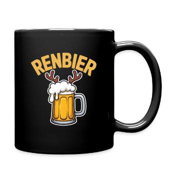 Renbier Krug mit Geweih - Tasse einfarbig - Schwarz - Rechts