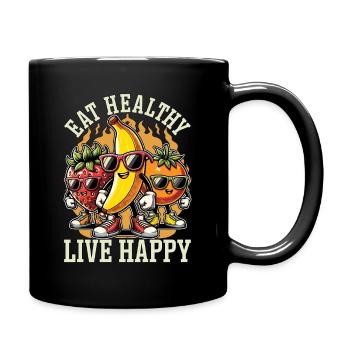 Nutritionist Eat Healthy Live Happy Health Coach - Full Colour Mug - black - Right