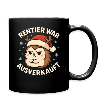 Weihnachten Spruch Humor Igel Lustig Rentier - Tasse einfarbig - Schwarz - Rechts