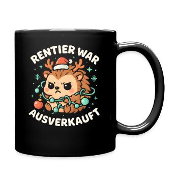 Weihnachten Spruch Humor Igel Lustig Rentier - Tasse einfarbig - Schwarz - Rechts