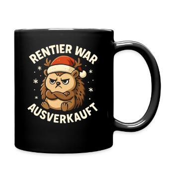 Weihnachten Spruch Humor Igel Lustig Rentier - Tasse einfarbig - Schwarz - Rechts