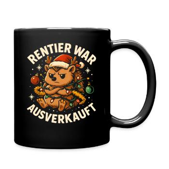 Weihnachten Spruch Humor Igel Lustig Rentier - Tasse einfarbig - Schwarz - Rechts