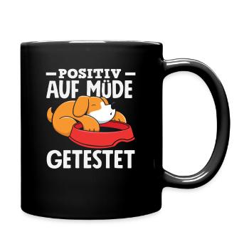Testé positif pour l’humour du chien fatigué - Mug uni - noir - Droite