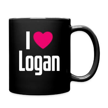 I Love Logan Pinkes Herz Ich liebe Logan - Tasse einfarbig - Schwarz - Rechts