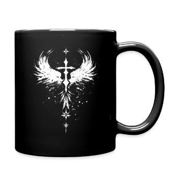 Croix gothique avec ailes d’ange gothique - Mug uni - noir - Droite