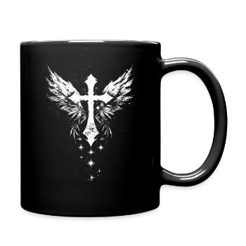 Croix gothique avec ailes d’ange gothique - Mug uni - noir - Droite