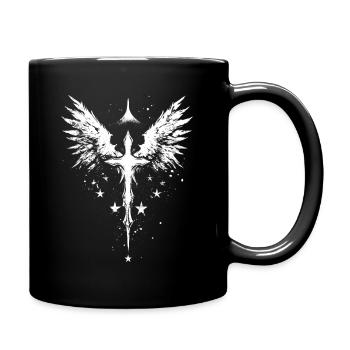 Croix gothique avec ailes d’ange gothique - Mug uni - noir - Droite
