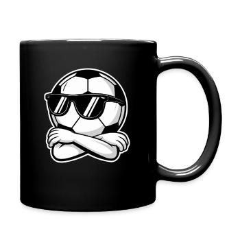 Smiley De Football Avec Lunettes De Soleil Et Croisé - Mug uni - noir - Droite