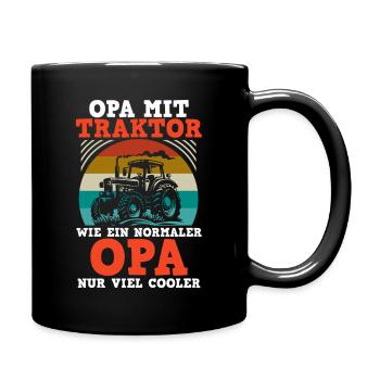 Landwirt Bauernhof Farmer Bauer Opa Großvater Trak - Tasse einfarbig - Schwarz - Rechts