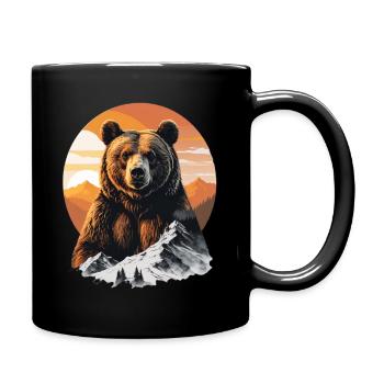 Ours dans la montagne panorama coucher de soleil - Mug uni - noir - Droite