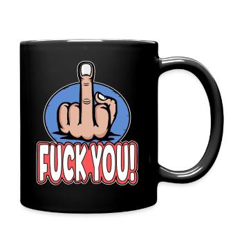 Middle Finger Stinky Finger Fuck You Design - Full Colour Mug - black - Right