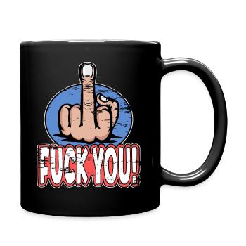 Doigt du milieu Doigt puant Baise Tu Design - Mug uni - noir - Droite