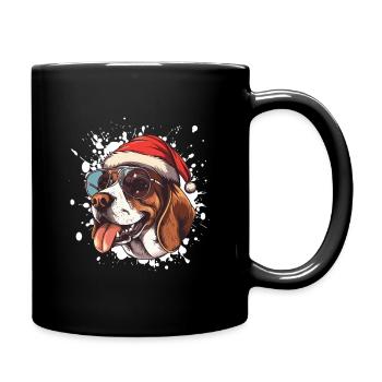 Beagle Hund Weihnachten Lustig - Tasse einfarbig - Schwarz - Rechts