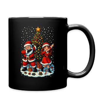 Dabbing Santa & Mrs Claus vor Weihnachtsbaum - Tasse einfarbig - Schwarz - Rechts