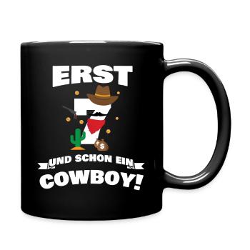 Only 7 and already cowboy / kids gift idea - Full Colour Mug - black - Right