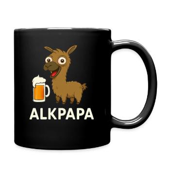 Alpaka mit Bierfreude - lustiges Papa Geschenk - Tasse einfarbig - Schwarz - Rechts