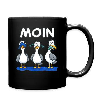 MOIN Trio Möwen Glitter Cartoon - Tasse einfarbig - Schwarz - Rechts