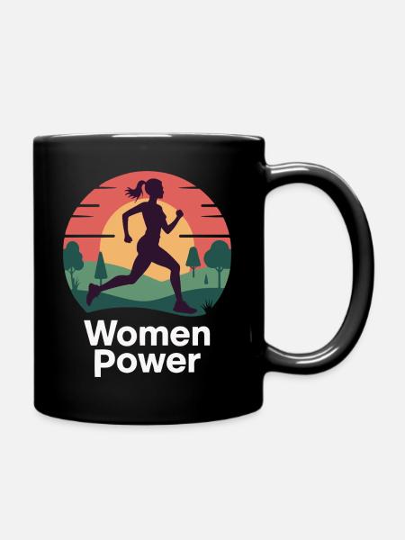 Frauen Power Run Sonnenaufgang - Tasse einfarbig - Schwarz