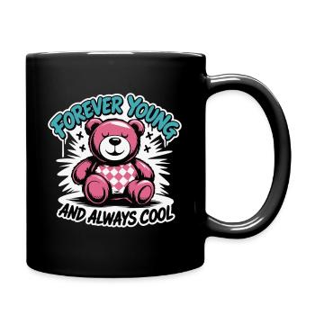 Forever Young Teddybär Grafik - Tasse einfarbig - Schwarz - Rechts