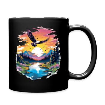 Faucon du coucher de soleil sur la nature sauvage - Mug uni - noir - Droite