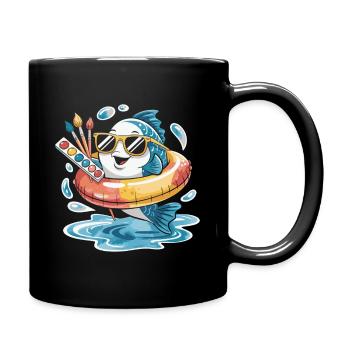 Poisson coloré avec lunettes de soleil - Mug uni - noir - Droite