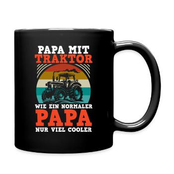 Landwirt Bauernhof Farmer Bauer Papa Vater Traktor - Tasse einfarbig - Schwarz - Rechts