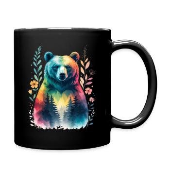 Rainbow bear in the forest - Full Colour Mug - black - Right