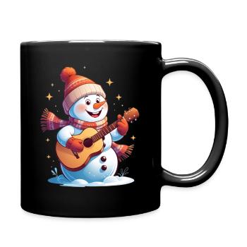 Snowman with guitar in winter magic - Full Colour Mug - black - Right