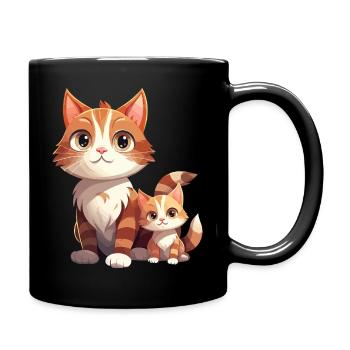 Chat amitié dessin animé Style chat - Mug uni - noir - Droite