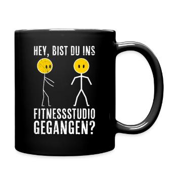 Stick figure DID YOU GO TO THE GYM - Full Colour Mug - black - Right
