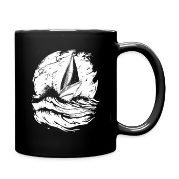 Segelboot Kunstwerk Matrose - Tasse einfarbig - Schwarz - Rechts