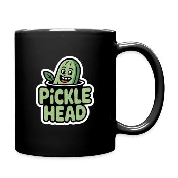 Pickle Head Cucumbers Cartoon Funny Humor - Full Colour Mug - black - Right