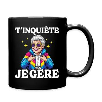 Oma, mach dir keine Sorgen, ich schaffe das Oma - Tasse einfarbig - Schwarz - Rechts
