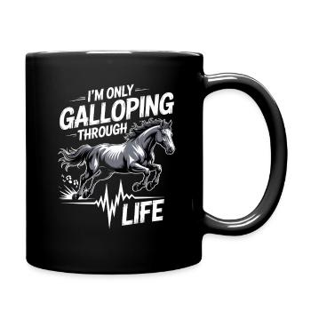 Ich Galoppiere Nur Durchs Leben - Tasse einfarbig - Schwarz - Rechts
