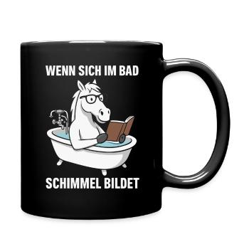 Badlesendes Pferd mit Schimmelwitz - Tasse einfarbig - Schwarz - Rechts
