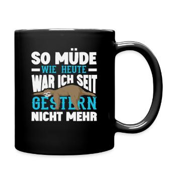 As tired as today sloth saying - Full Colour Mug - black - Right