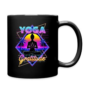Neon Yoga Gratitude Retro - Full Colour Mug - black - Right