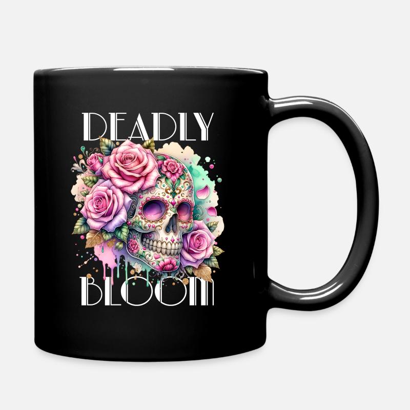 Blumen Schädel Schönheit Blühen - Tasse einfarbig - Schwarz