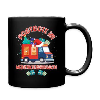 Weihnachten POSTBOTE IM WEIHNACHTSRAUSCH Lustig - Tasse einfarbig - Schwarz - Rechts
