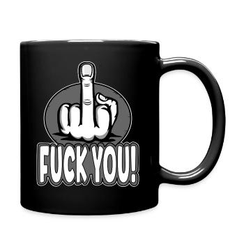 Middle Finger Stinky Finger Fuck You Design - Full Colour Mug - black - Right