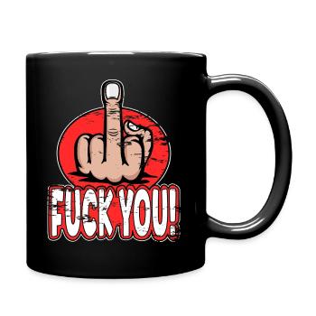 Doigt du milieu Doigt puant Baise Tu Design - Mug uni - noir - Droite
