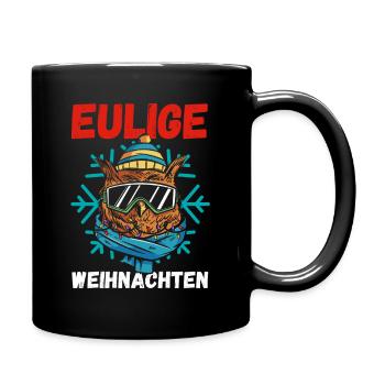 Weihnachtsmann Eule Weihnachtszeit Weihnachts - Tasse einfarbig - Schwarz - Rechts