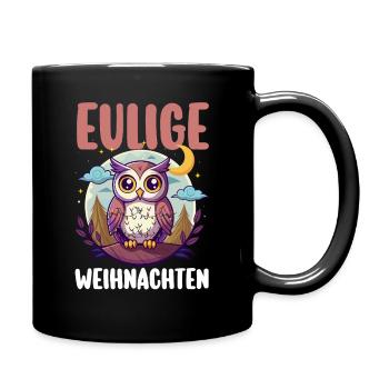 Weihnachtsmann Eule Weihnachtszeit Weihnachts - Tasse einfarbig - Schwarz - Rechts