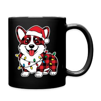 Chien Corgi Noël Plaid Rouge À Carreaux - Mug uni - noir - Droite