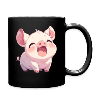 Schweine Schwein - Tasse einfarbig - Schwarz - Rechts