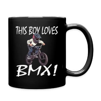 Junge BMX Motiv - Tasse einfarbig - Schwarz - Rechts