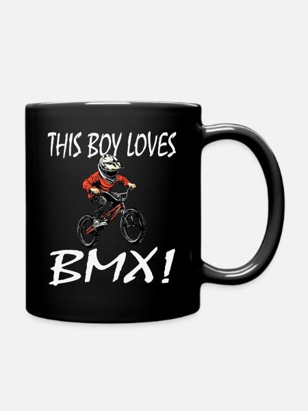 Un garçon adore le BMX - Mug uni - noir