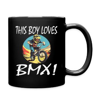 Boy Loves BMX – BMX Action Motif - Full Colour Mug - black - Right