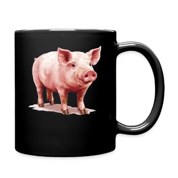 Schweine Schwein - Tasse einfarbig - Schwarz - Rechts